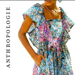 Anthropologie Clementina flutter sleeve maxi dress